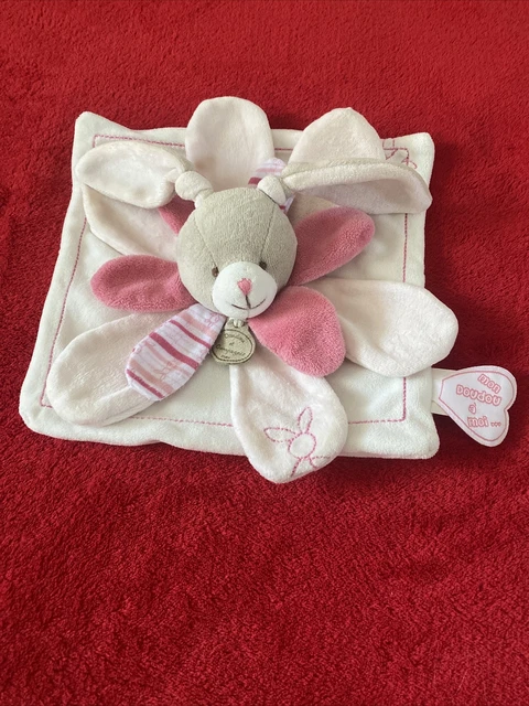 🇫🇷 Doudou Et Compagnie Lapin Celestine Rose Blanc Pétales Excellent Etat
