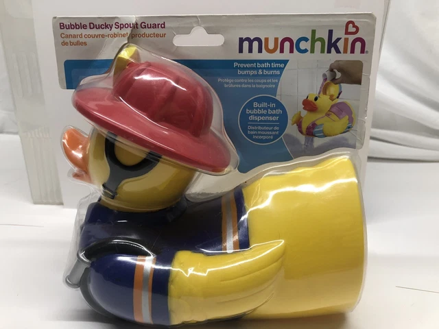 Dispensador de baño de burbujas Munchkin pato protector de burbujas bombero pato NUEVO