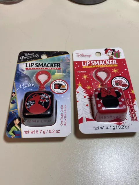 2 NEW Lip Smacker Christmas Disney Minnie Mouse & Mulan Princess Best Flavor .02