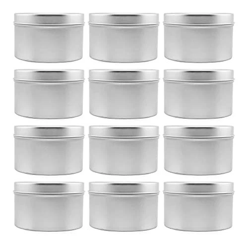 Paquete de 12 latas redondas de metal Cornucopia de 8 onzas para almacenamiento de velas artes y oficios...