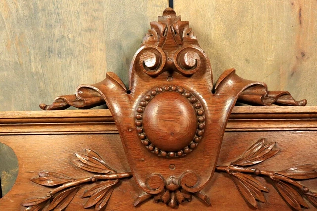 Antique French Hand Carved Oak Wood Overdoor Pediment Architectural Salvage 3