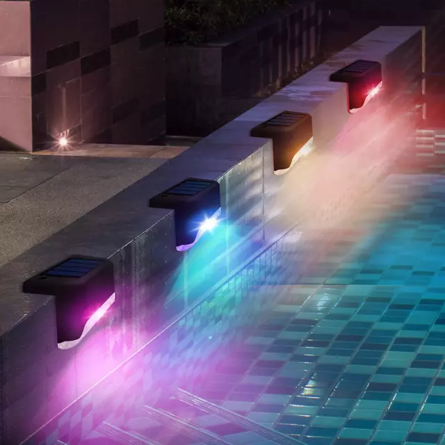 4-Pack Solar Pool Side Lights - Color Changing Waterproof LED Lights for Swimmin