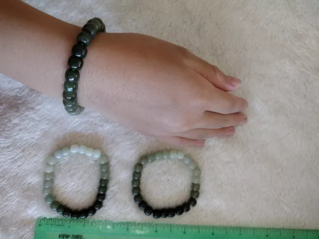 8MM Natural Hetian Jade Donut Pendant Nephrite Jade beaded bracelet-Chinese jade