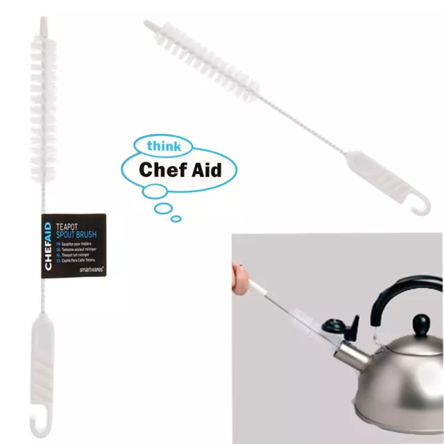 2XChef Aid Teekanne AUSLAUF Bürste 22 cm kleine Flasche Reinigung dünn schmal Mini Wasserkocher