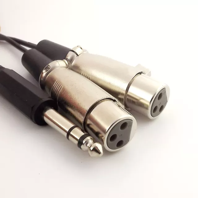 6.35mm 1/4" Stereo Male Plug to 2x XLR Female Jack Splitter Adapter Audio Cable