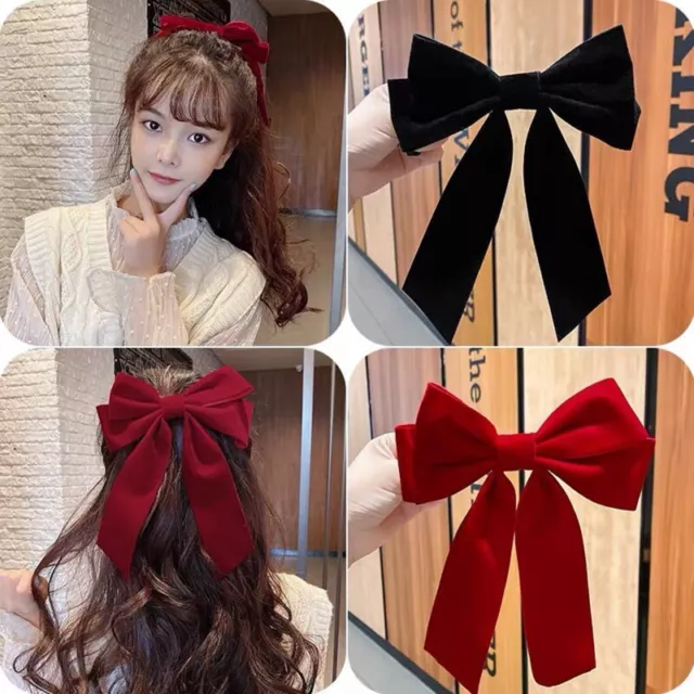 Big Bows Hair Barrettes Clip Solid Color Hair Bows Bowsknot Hair Clips for Women