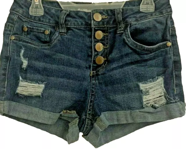 Dollhouse Andie Womens Button Front Shortie Shorts Size 1 Cuffed Distressed