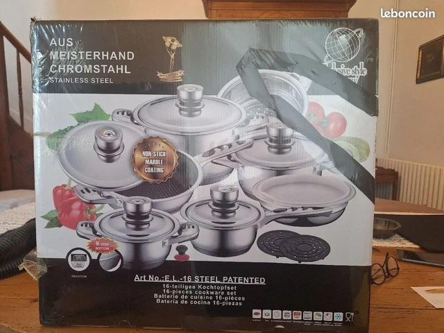 BATTERIE DE CUISINE FAÇON PIERRE 10 PIÈCES , TOUT FEUX - DKstoreplus, batterie c