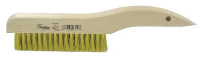 Plater's Brushes, 10 In, 4 X 18 Rows, Brass Wire, Curved Wood Handle Weiler