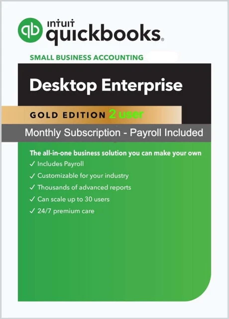 2 user QuickBooks Enterprise Gold 2023 (Monthly Subscription) + Payroll INCLUDED 2 user QuickBooks Enterprise Gold 2023 (Monthly Subscription) + Payroll INCLUDED