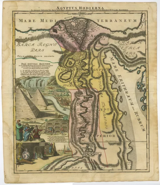 Antique Map of Egypt and the Nile River (c.1720)