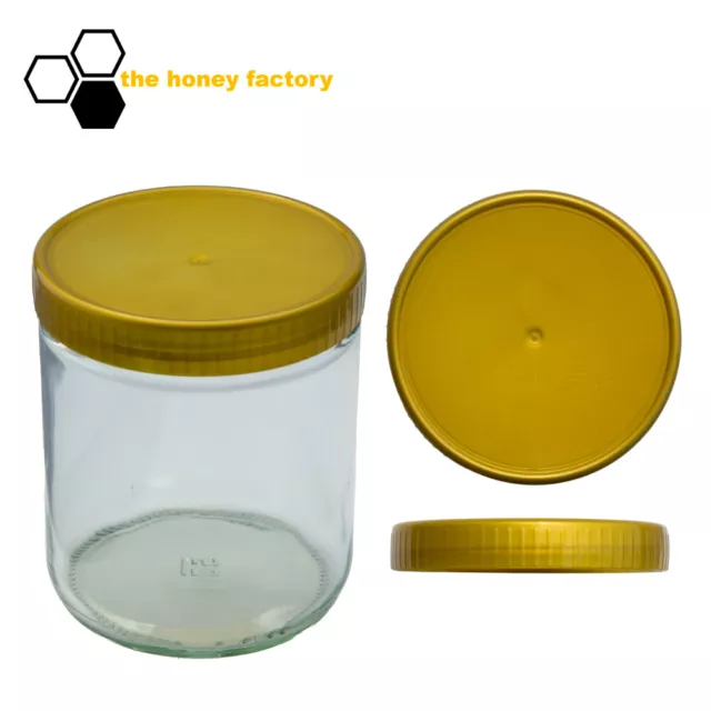 36 x HONIGGLAS Neutralglas 500G im KARTON mit Kunststoffdeckel Gold für Honig