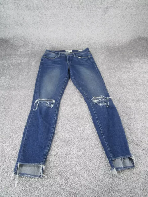 Frame Jeans Womens 26 Le High Skinny Dark Wash Denim Ripped Raw Hem