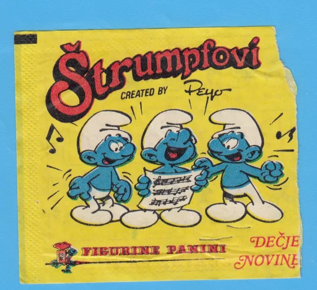 Empty opened bag package bustina THE SMURFS  Peyo Panini Decje Novine Yugoslavia