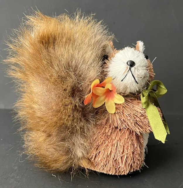 Squirrel Sisal Fur Figurine Forest Bristle Brush Woodland Animal