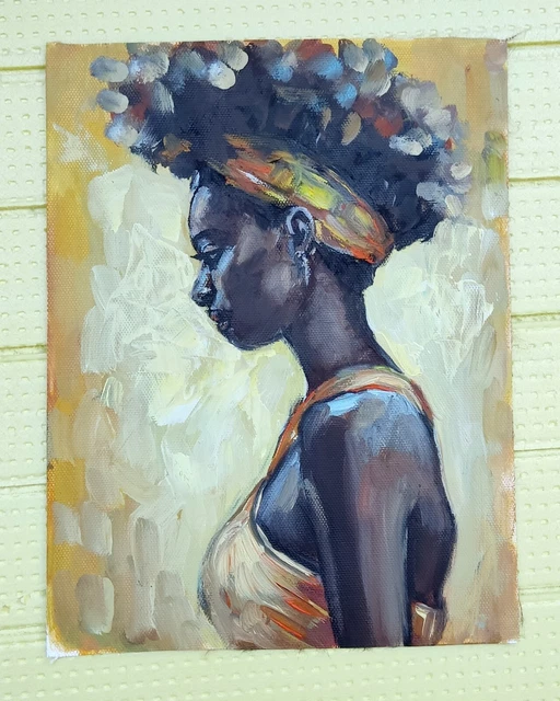 ORIGINAL OIL PAINTING African American Woman Paintings Black Woman hand