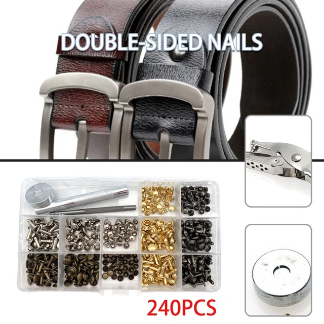 Neue 240 Sets Doppelseitige Nieten und Zangen Für DIY Leder B