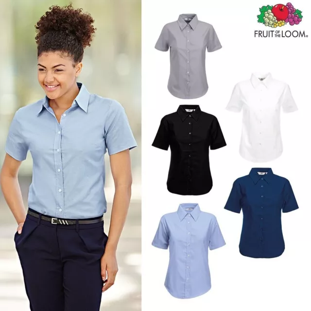 Chemise manches courtes Oxford Lady-fit - Blouse Smart femmes, Fruit of the Loom