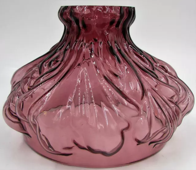 4" Amethyst Glass Plume Motif Miniature Student GWTW Oil Kerosene Lamp Shade