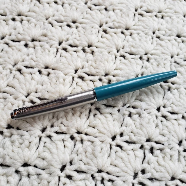 Vtg Parker 45 Convertible Fountain Pen Turquoise Blue Silver Arrow