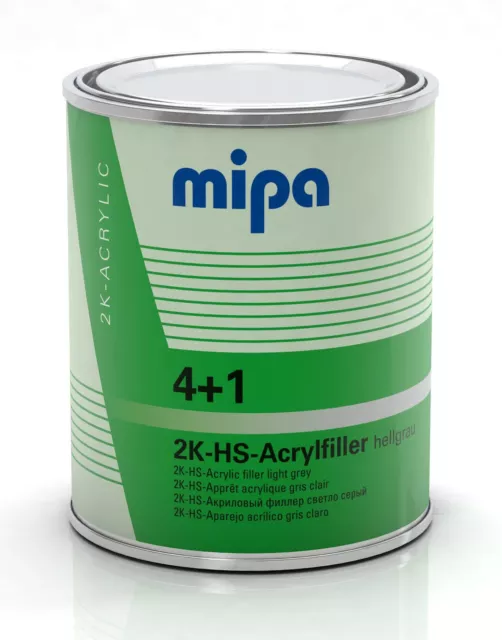 Mipa 4+1 Acrylfiller HS - 2K-HS-Füller hellgrau (ca. RAL 7035) 1,0 L | 4+1 Grund