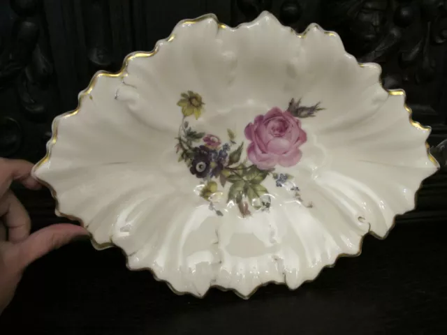 KPM Royal Ivory Rose Leaf Bowl Magnificent Bowl Gold Edge