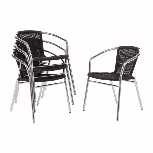 Bolero Chairs - Black Aluminium Frame & PE Wicker - Pack of 4