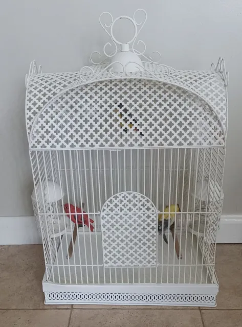 Vtg Antique Bird Cage Decorative Parakeet Finch Victorian Style Swivel Feeders