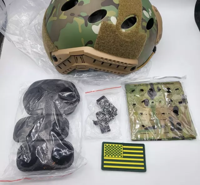 LOOGU Fast PJ Base Jump Military Helmet for Airsoft - 12-in-1 Headwear CAMO