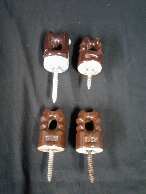 Lot of 4 Vintage Insulators  Brown Ceramic/Porcelain-- (2 marked 1929)