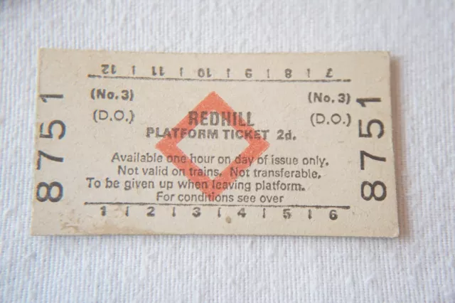 1963 Redhill British Rail BTC Platform Railway Train Ticket