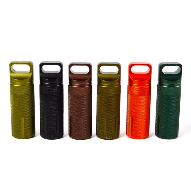 Aluminum Alloy Airtight Pill Container Bottle Portable Outdoor EDC Medicine -wf