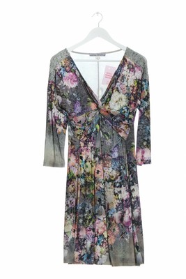 Ashley Brooke linea donna rosa a righe cotone A-Line Taglia 14 scollo profondo zip 