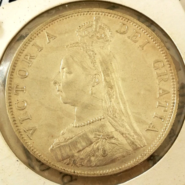 UK Great Britain 1889 Queen Victoria Silver  Double Florin KM# 763 - Ex/Unc
