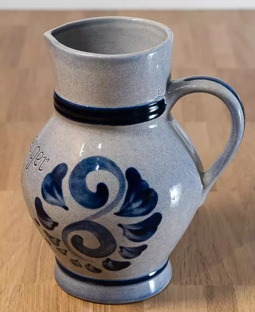 Weinkrug Bembel Steingut blau Leonberger Krügle 20cm 1 Liter Krug