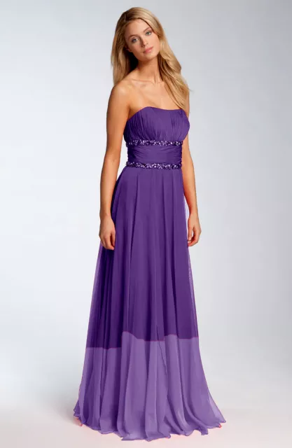 La Femme Strapless Beaded Trim Gown Sz 6 Purple Ombre
