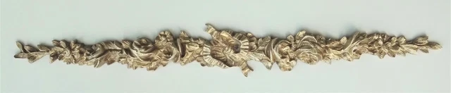 French Antique Ornement Bronze Bow  Guirlande Flowers Pediment Salvaged Gilded
