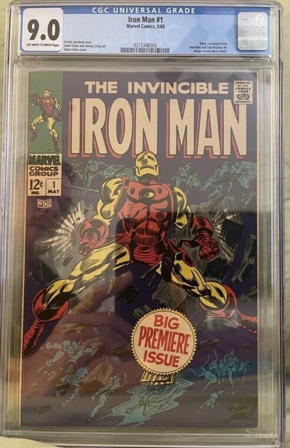 Iron Man #1 1968 Cgc 9.0 / Ow-White Pages / "1St Solo Issue - Origin Retold