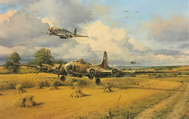 OUT OF FUEL AND SAFELY HOME by Robert Taylor signed by distinguished B-17 crew