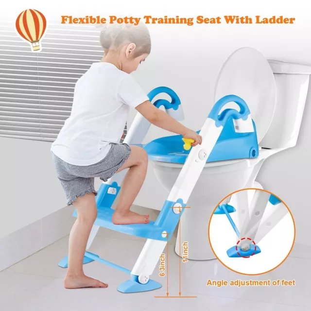 Baby Kids Training Toilet Potty Trainer Seat Chair Toddler Ladder Step Up Stool 3