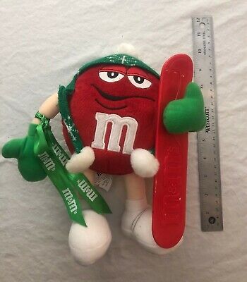 2003 Christmas Winter M&M Plush Red Snowboard Galerie 10" Holiday Hat & Scarf 