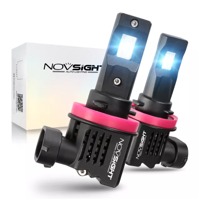 NOVSIGHT H11 H8 H9 LED Headlight Conversion Bulbs Kit 10000LM 6000K Bright White