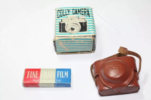 Boxed Vintage Colly Sub-Miniature Mini Spy Film Camera Leather Case & Films