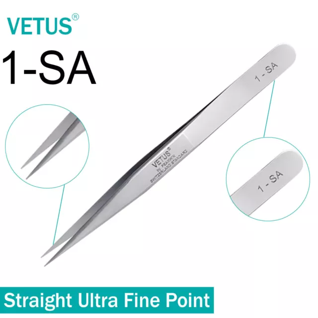 VETUS TS15 Courbé Précision Fin Pinces à Épiler Cil Extension Acier Inoxydable 2