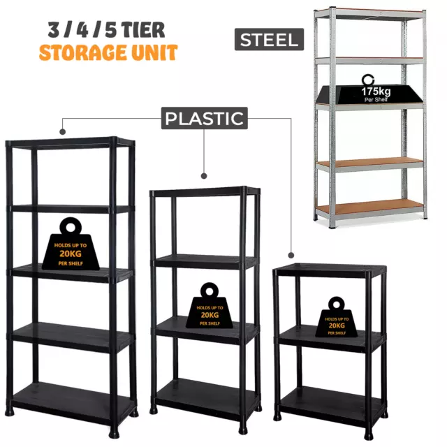 5 Tier Racking Shelf Heavy Duty Garage Shelving Storage Shelves Unit Organiser