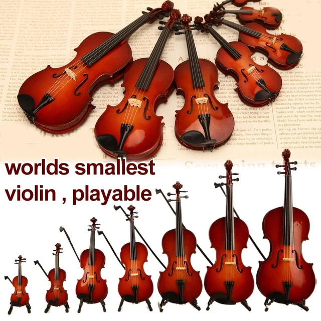 PLAYABLE TINY VIOLIN Figurine,The Worlds Smallest Miniature Musical ...