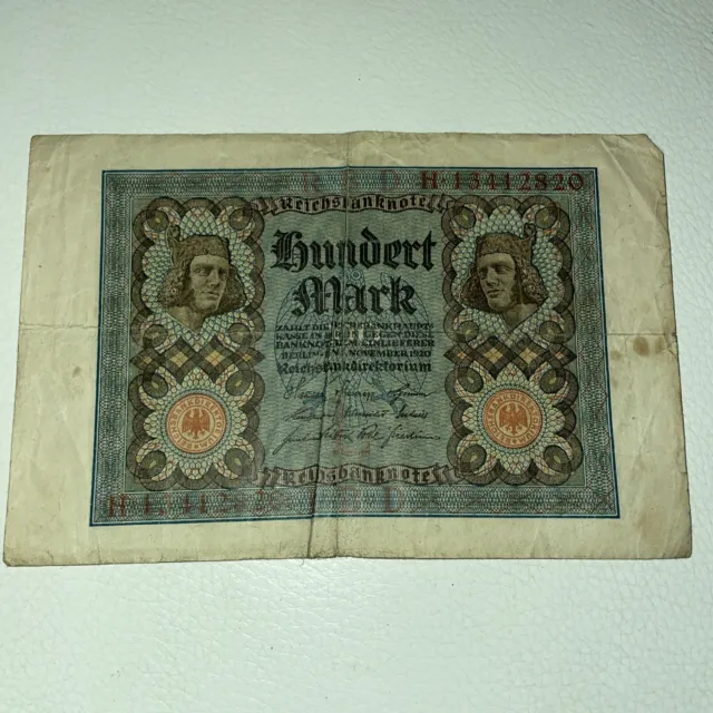 Deutsche Reichsbanknote 100 Reichsmark 1920 Original