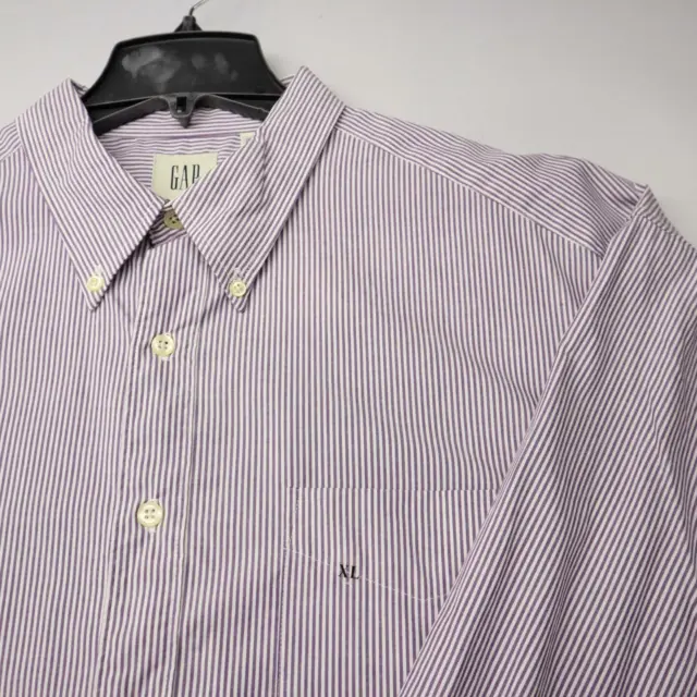 NWT GAP Button Down Dress Shirt Size XL Mens Purple Striped Cotton Casual Golf