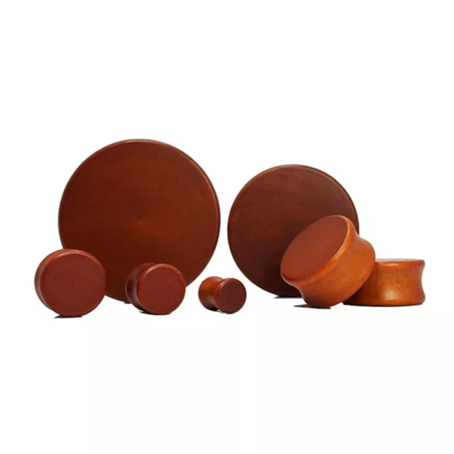 Pair of Double Flare Solid Lotus Wood Organic Ear Plugs Cherry