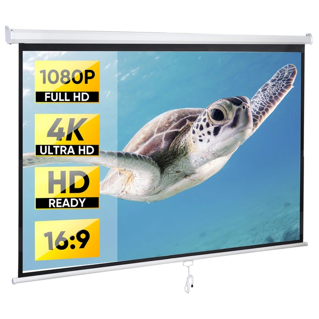 80& 169 MANUAL PullDown Retractable Projector Screen HD 4K Movie